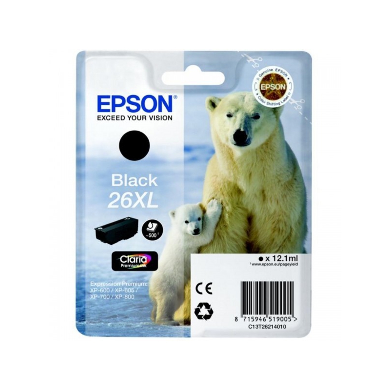 Cartouche Epson 26 Noir XL 500 Pages