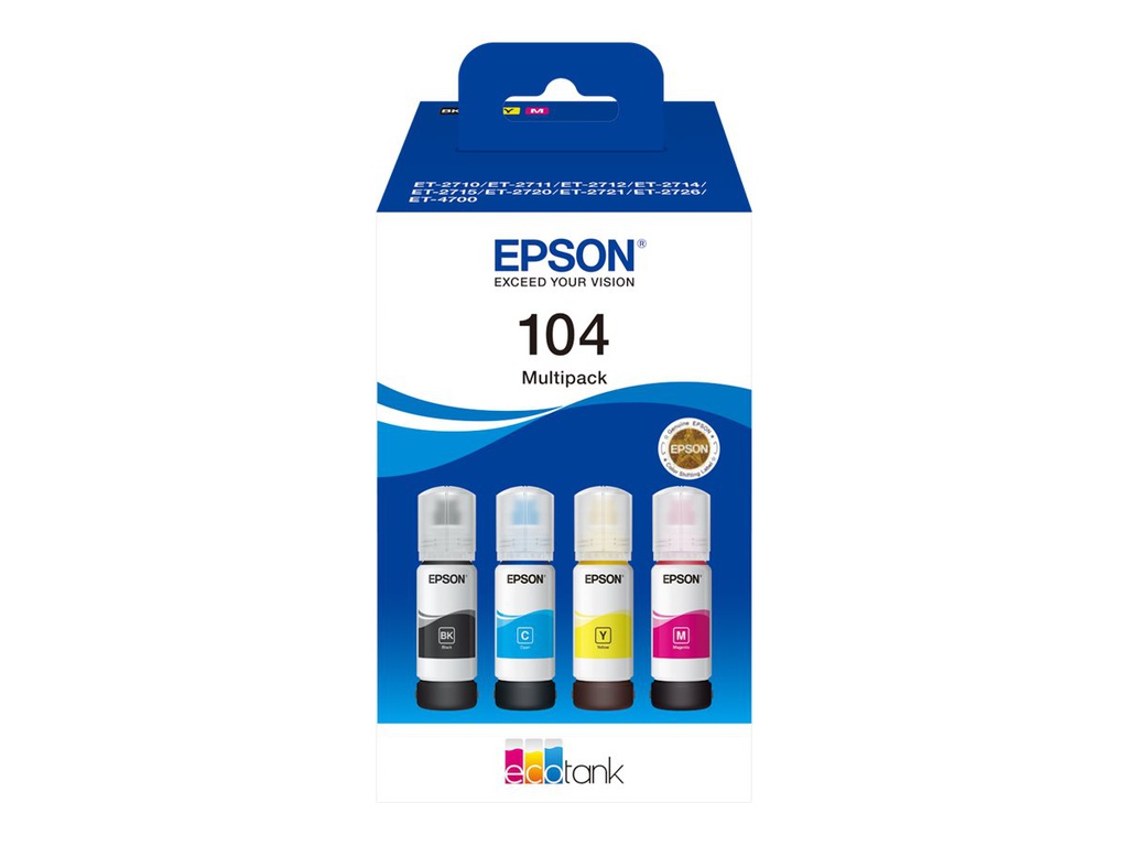 Cartouche Epson Pack 104 Ecotank Noir + couleurs