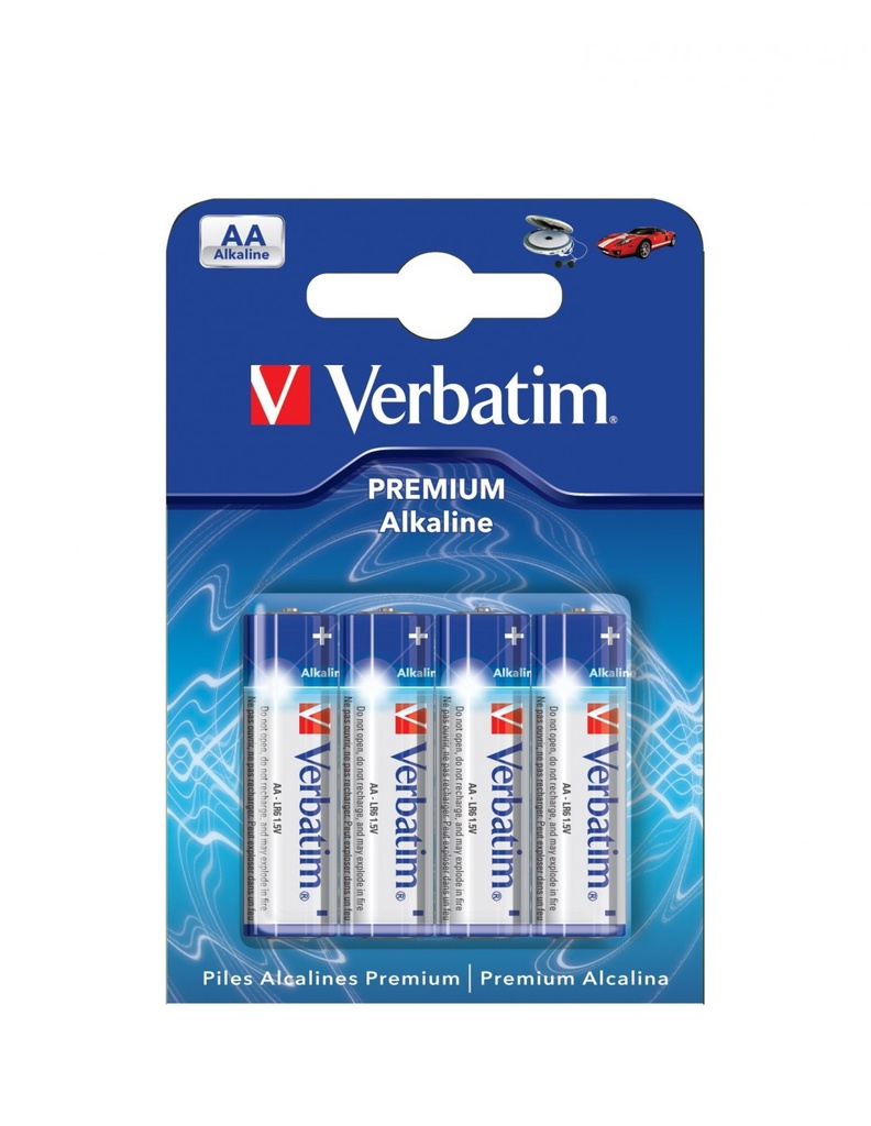 Piles Verbatim Alcalines AA/LR6 1.5V Lot de 4