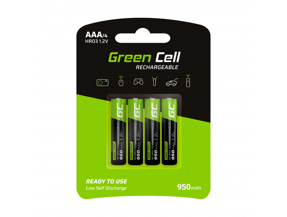 Piles rechargeables Greencell GR03 4xAAA 950mAh